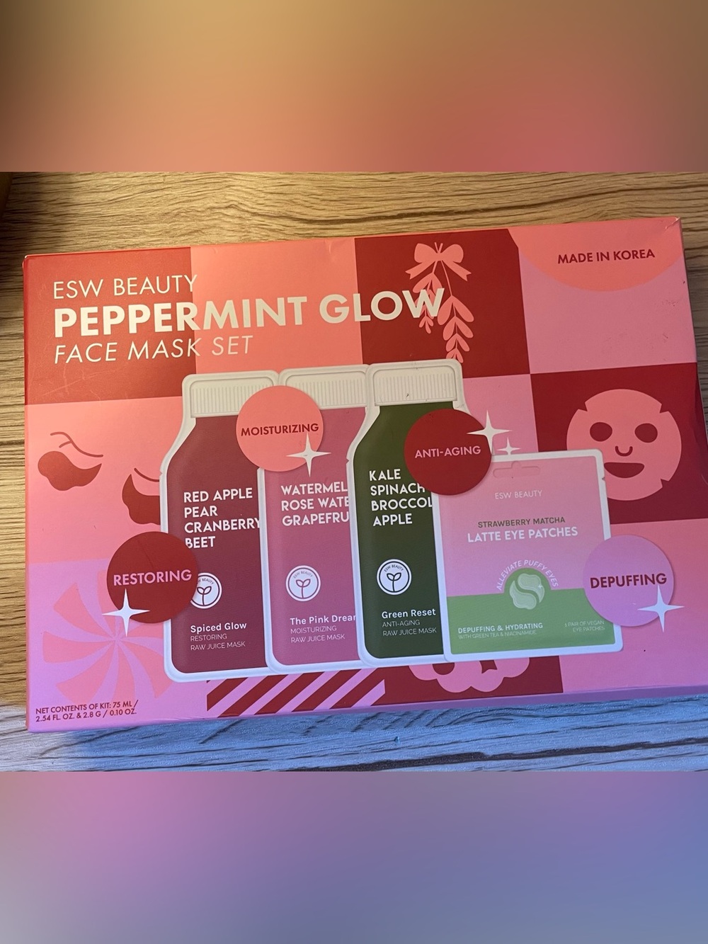 Peppermint Glow Mask Set – Pink & Green 4pk Korean Skincare